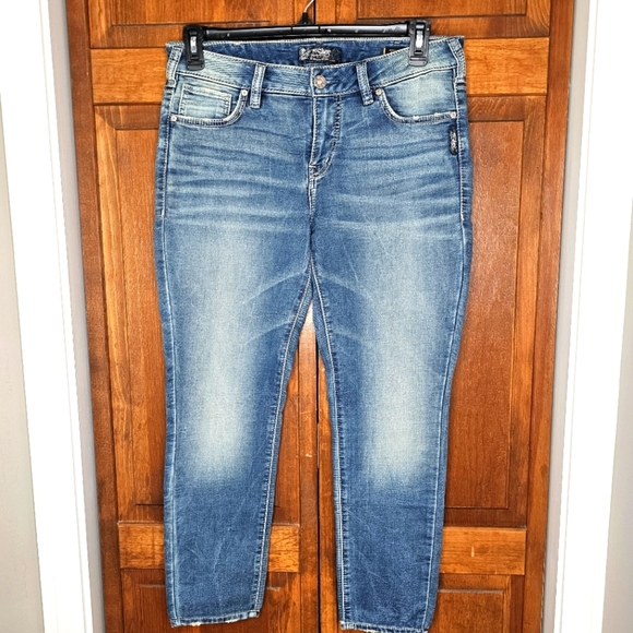 Silver Jeans Co. Aiko High Skinny Jeans W32 Medium Wash Distressed - Picture 2 of 16